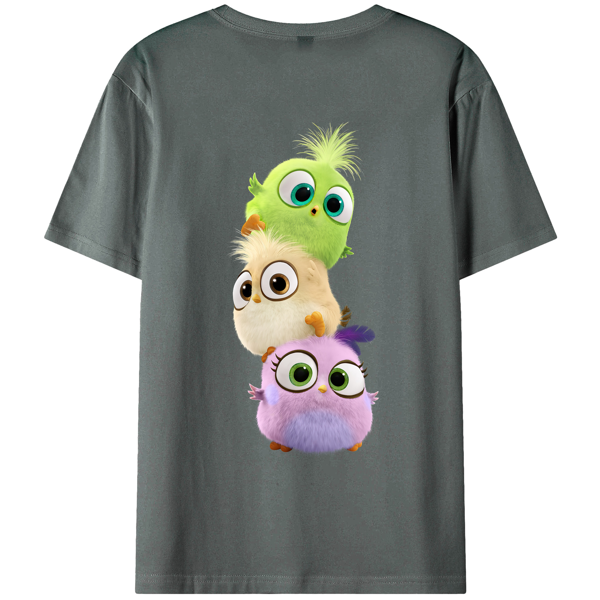 （画像用） Angry Birds アングリーバード 綿100％ メンズ半袖Tシャツ（バックプリント） 通気性